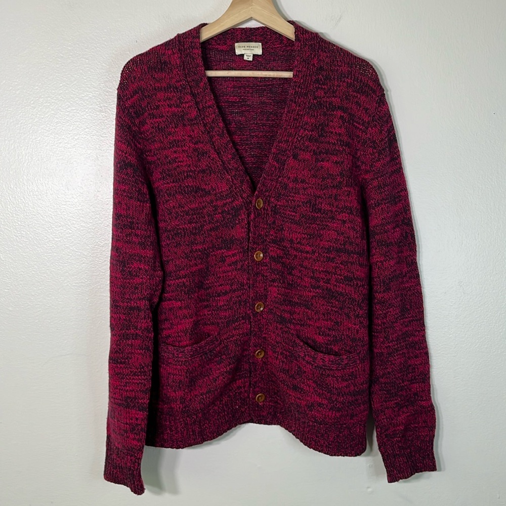 Banana Republic Men's Red Marled V-Neck Cardigan